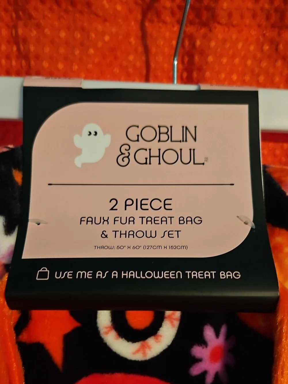 Halloween Orange Pumpkin Trick-or-Treat Bag And Throw Set